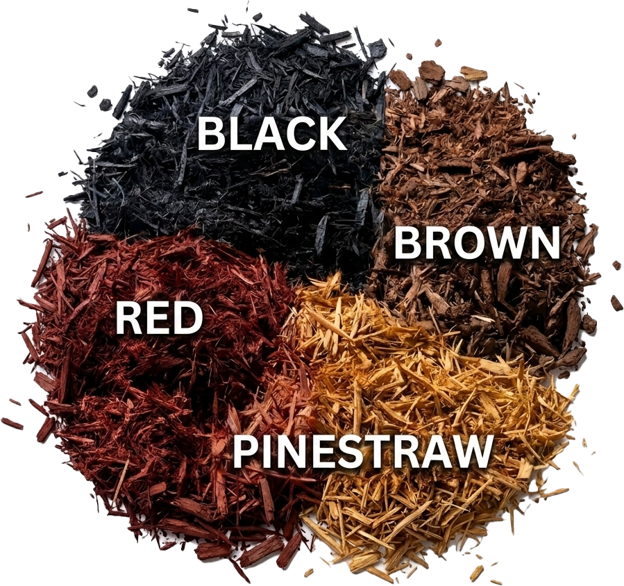 Mulch colorant applied to a landscaped bed